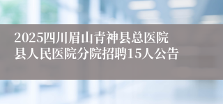 2025四川眉山青神县总医院县人民医院分院招聘15人公告