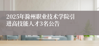 2025年滁州职业技术学院引进高技能人才3名公告