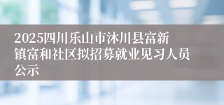 2025四川乐山市沐川县富新镇富和社区拟招募就业见习人员公示