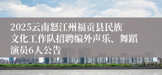 2025云南怒江州福贡县民族文化工作队招聘编外声乐、舞蹈演员6人公告