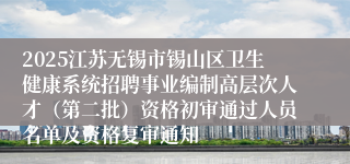 2025江苏无锡市锡山区卫生健康系统招聘事业编制高层次人才（第二批）资格初审通过人员名单及资格复审通知