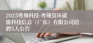 2025粤规科技-粤规资环碳能科技信息（广东）有限公司招聘5人公告