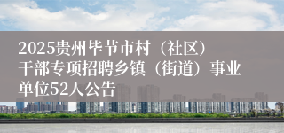 2025贵州毕节市村（社区）干部专项招聘乡镇（街道）事业单位52人公告