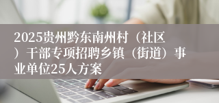 2025贵州黔东南州村（社区）干部专项招聘乡镇（街道）事业单位25人方案