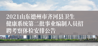 2021山东德州市齐河县卫生健康系统第二批事业编制人员招聘考察体检安排公告