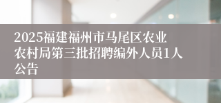2025福建福州市马尾区农业农村局第三批招聘编外人员1人公告