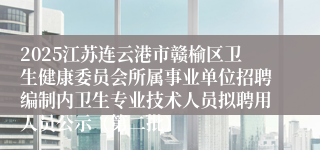 2025江苏连云港市赣榆区卫生健康委员会所属事业单位招聘编制内卫生专业技术人员拟聘用人员公示（第二批）