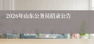 2026年山东公务员招录公告