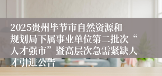 2025贵州毕节市自然资源和规划局下属事业单位第二批次“人才强市”暨高层次急需紧缺人才引进公告