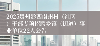 2025贵州黔西南州村（社区）干部专项招聘乡镇（街道）事业单位22人公告