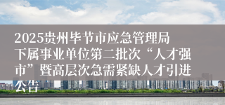 2025贵州毕节市应急管理局下属事业单位第二批次“人才强市”暨高层次急需紧缺人才引进公告