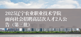 2025辽宁农业职业技术学院面向社会招聘高层次人才2人公告（第三批）