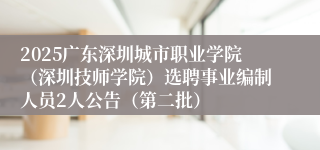 2025广东深圳城市职业学院(深圳技师学院)选聘事业编制人员2人公告(第二批)