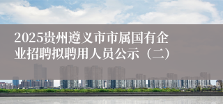 2025贵州遵义市市属国有企业招聘拟聘用人员公示(二)