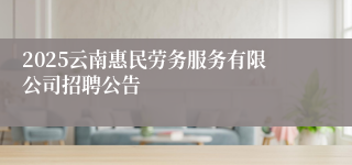 2025云南惠民劳务服务有限公司招聘公告