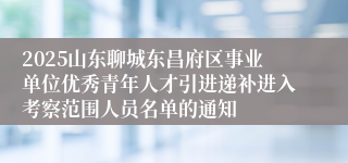 2025山东聊城东昌府区事业单位优秀青年人才引进递补进入考察范围人员名单的通知