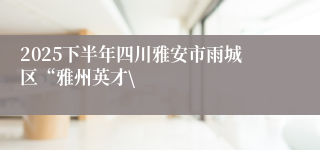 2025下半年四川雅安市雨城区“雅州英才\