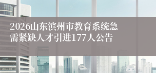 2026山东滨州市教育系统急需紧缺人才引进177人公告