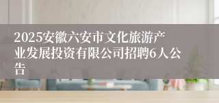 2025安徽六安市文化旅游产业发展投资有限公司招聘6人公告