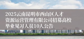 2025云南昆明市西山区人才资源运营管理有限公司招募高校毕业见习人员10人公告