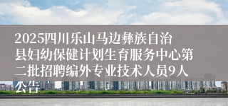 2025四川乐山马边彝族自治县妇幼保健计划生育服务中心第二批招聘编外专业技术人员9人公告