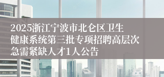 2025浙江宁波市北仑区卫生健康系统第三批专项招聘高层次急需紧缺人才1人公告