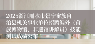 2025浙江丽水市景宁畲族自治县机关事业单位招聘编外（畲族博物馆、非遗馆讲解员）技能测试成绩公布