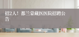 招2人！都兰蒙藏医医院招聘公告