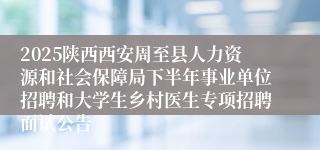 2025陕西西安周至县人力资源和社会保障局下半年事业单位招聘和大学生乡村医生专项招聘面试公告