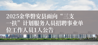 2025金华磐安县面向“三支一扶”计划服务人员招聘事业单位工作人员1人公告