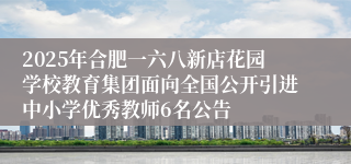 2025年合肥一六八新店花园学校教育集团面向全国公开引进中小学优秀教师6名公告