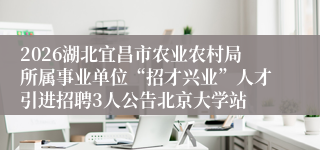 2026湖北宜昌市农业农村局所属事业单位“招才兴业”人才引进招聘3人公告北京大学站