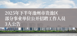 2025年下半年池州市贵池区部分事业单位公开招聘工作人员3人公告