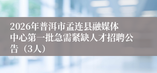 2026年普洱市孟连县融媒体中心第一批急需紧缺人才招聘公告（3人）