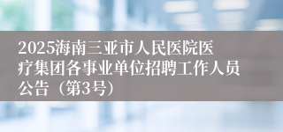 2025海南三亚市人民医院医疗集团各事业单位招聘工作人员公告（第3号）