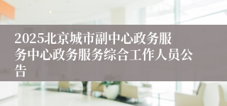2025北京城市副中心政务服务中心政务服务综合工作人员公告