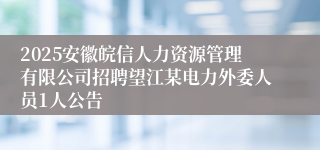 2025安徽皖信人力资源管理有限公司招聘望江某电力外委人员1人公告