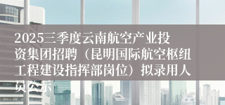 2025三季度云南航空产业投资集团招聘(昆明国际航空枢纽工程建设指挥部岗位)拟录用人员公示