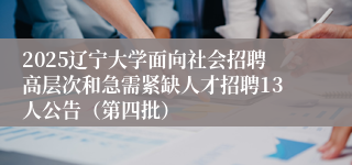 2025辽宁大学面向社会招聘高层次和急需紧缺人才招聘13人公告(第四批)
