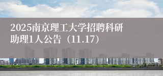 2025南京理工大学招聘科研助理1人公告（11.17）