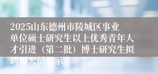2025山东德州市陵城区事业单位硕士研究生以上优秀青年人才引进（第二批）博士研究生拟聘用人员公示