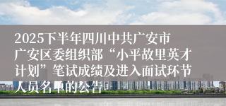 2025下半年四川中共广安市广安区委组织部“小平故里英才计划”笔试成绩及进入面试环节人员名单的公告