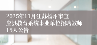 2025年11月江苏扬州市宝应县教育系统事业单位招聘教师15人公告