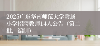 2025广东华南师范大学附属小学招聘教师14人公告（第二批，编制）