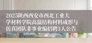 2025陕西西安市西北工业大学材料学院高温结构材料成形与仿真团队非事业编招聘3人公告
