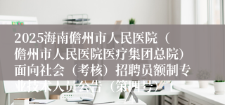 2025海南儋州市人民医院（儋州市人民医院医疗集团总院）面向社会（考核）招聘员额制专业技术人员公告（第四号）