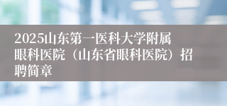 2025山东第一医科大学附属眼科医院（山东省眼科医院）招聘简章