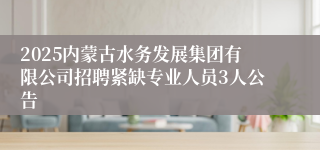 2025内蒙古水务发展集团有限公司招聘紧缺专业人员3人公告