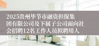 2025贵州毕节市融资担保集团有限公司及下属子公司面向社会招聘12名工作人员拟聘用人员公示（第二批）