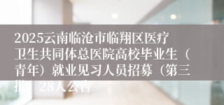 2025云南临沧市临翔区医疗卫生共同体总医院高校毕业生(青年)就业见习人员招募(第三批)28人公告